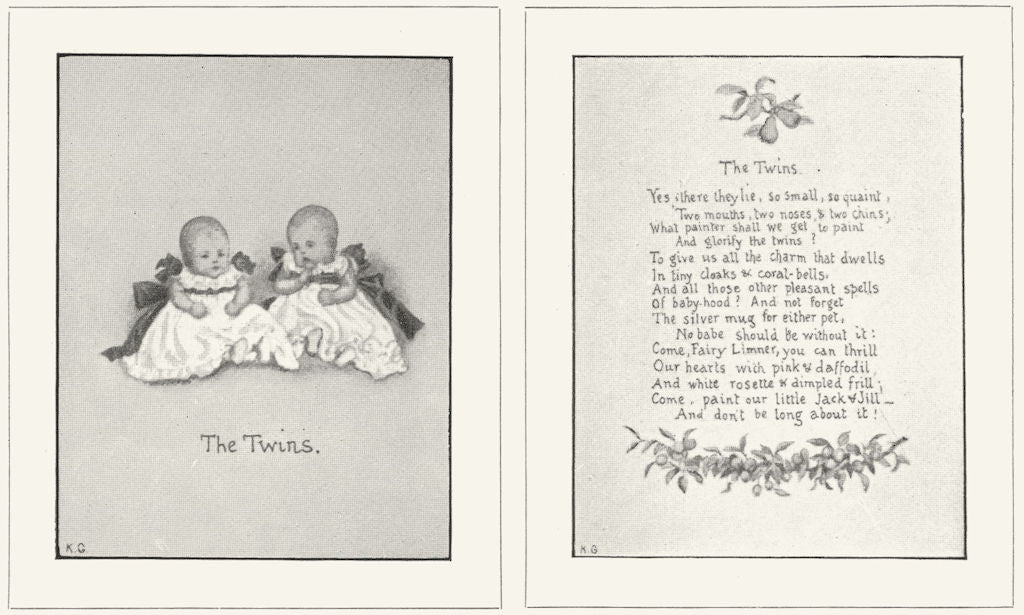 KATE GREENAWAY. Twins 1905 old antique vintage print picture